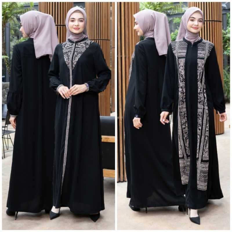 LAVINA DRESS MUTIF | DEENAY GAMIS MUTIF | GAMIS HITAM BORDIR