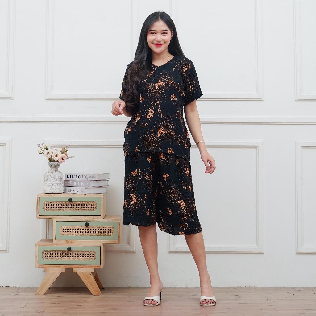 SETELAN CELANA PENDEK RAYON KULOT BAJU TIDUR WANITA DEWASA BUSUI KANCING DEPAN