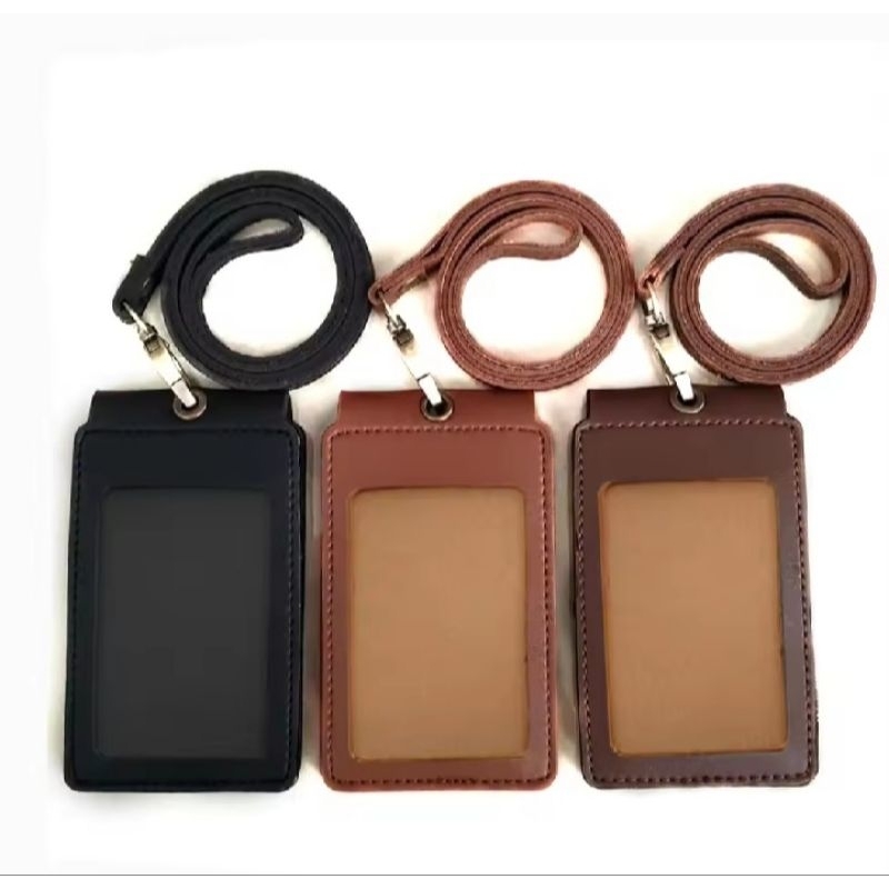 

Id Card Holder Kulit Lanyar Name Tage Model Lipat