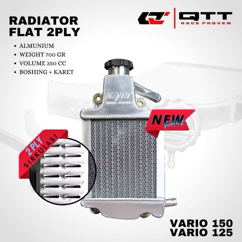 RADIATOR QTT VARIO 150 / 125 / PCX 150 2 PLY ALUMUNIUM FLAT QTT / SPAC