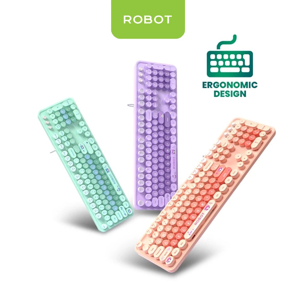 ROBOT Wired Keyboard RK30 Pastel Color Berkabel Portable Office Keyboard Laptop Garansi Resmi Robot 