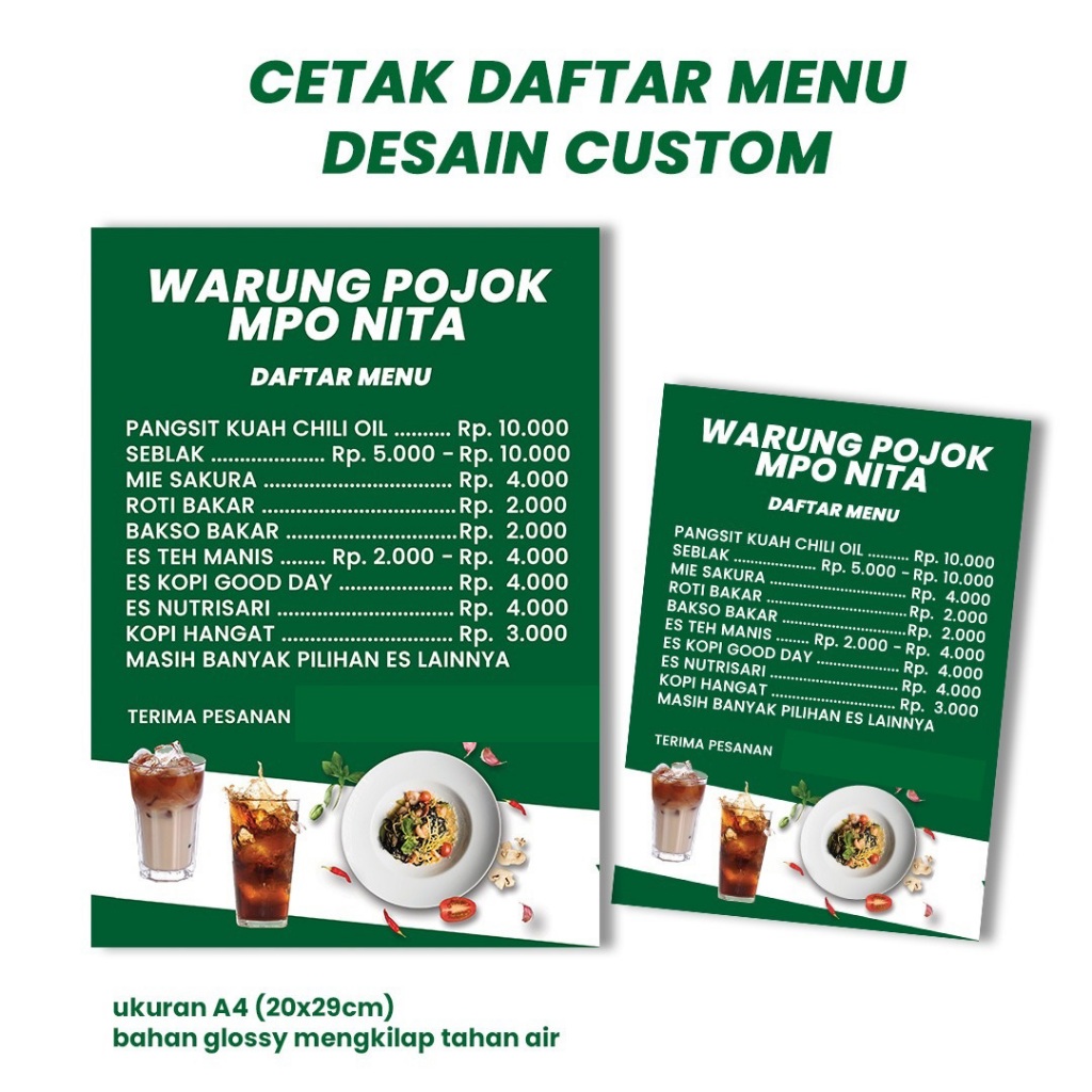 Desain dan Cetak Daftar Menu Buat Usaha Kalian Makin Rame Pembeli