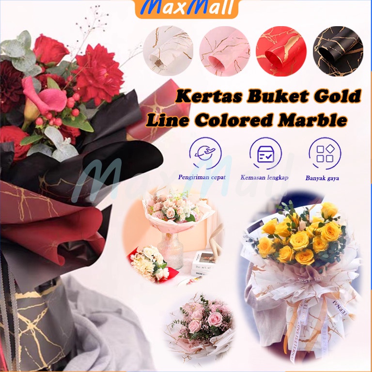 

Special Now 58 x 58CM 2PCS Cellophane Kertas Buket Motif Marmer Emas Bunga Florist Flower Wrapping Marble Marble Cellophane Wrapping Paper Kertas Bunga