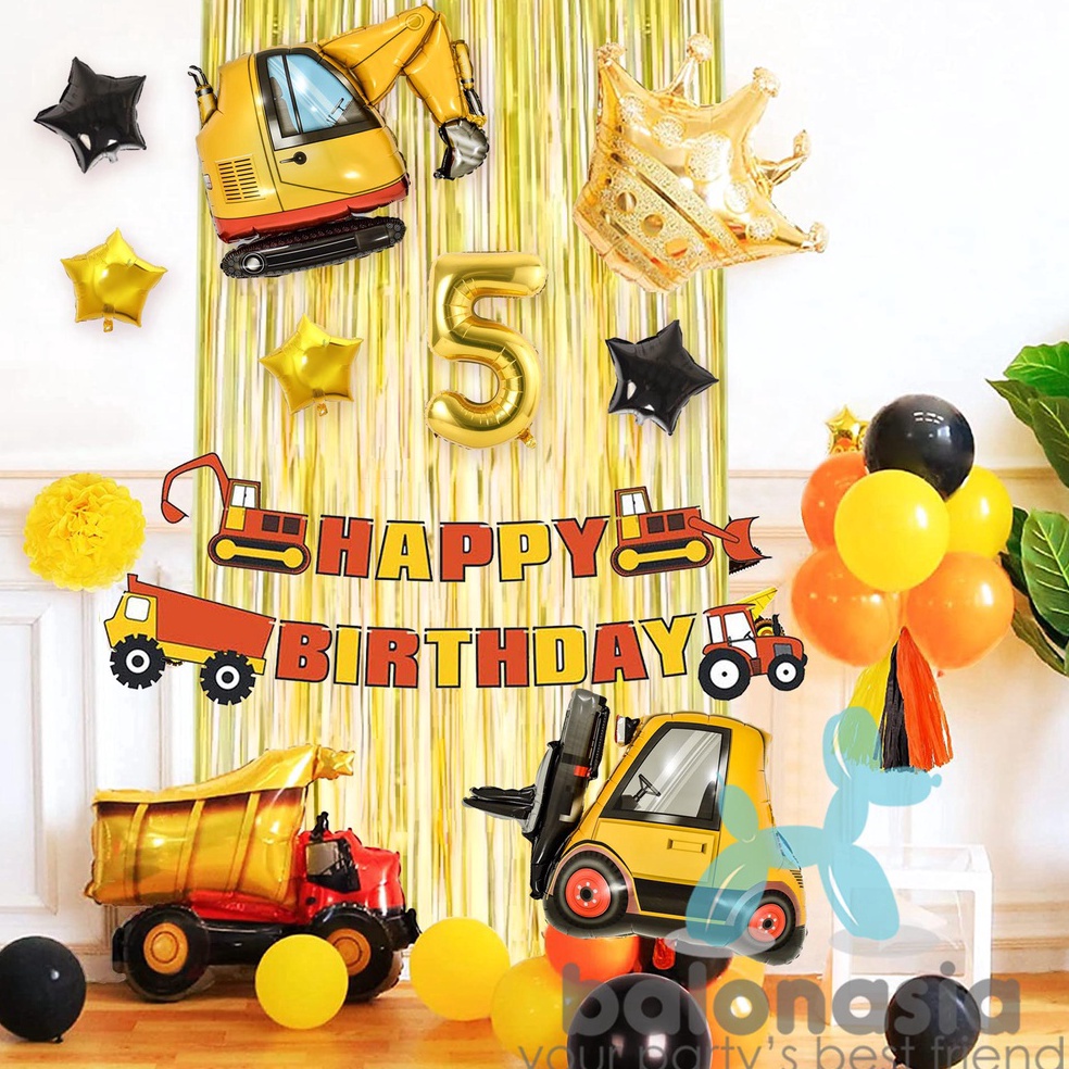 Hemat Belanja Paket dekorasi konstruksi excavator ulang tahun anak