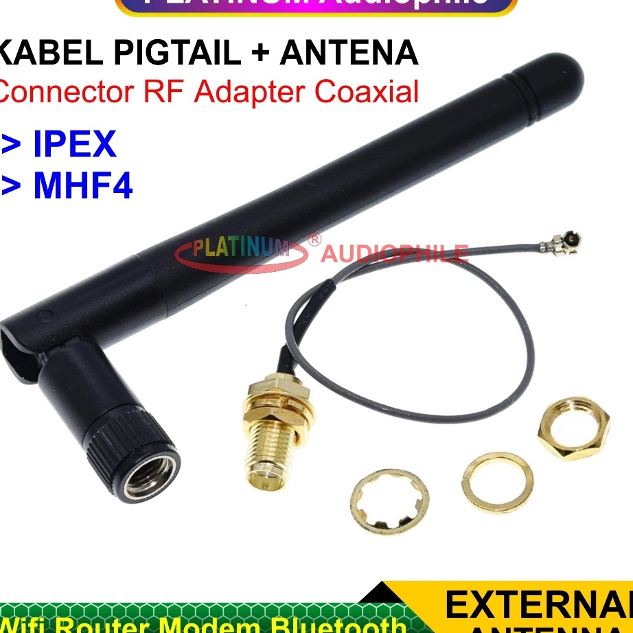 Antena External Eksternal Kabel Ptail IPEX MHF4 Wifi Modem Router uetooth 24G SMA SMA