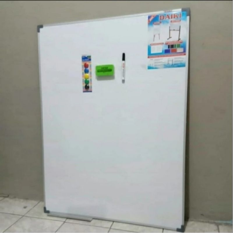 

DAIKI Papan Tulis White Board Single Face Gantung Vertikal uk 60 x 90 cm / 60 x 100 cm / 60 x 120 cm.