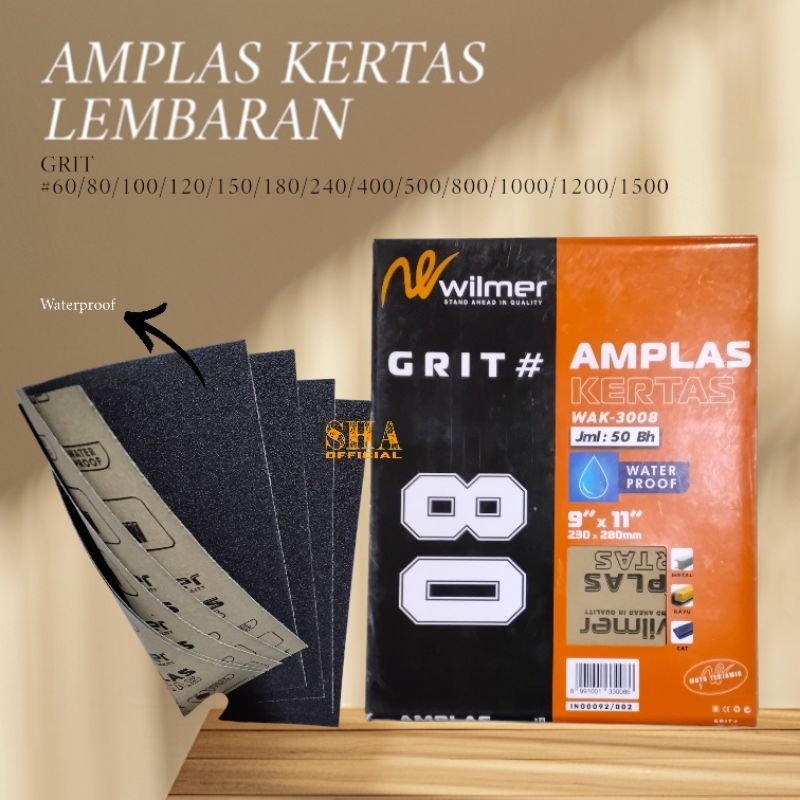 Amplas Kertas Lembaran Waterproof WILMER Grit 60 - 1500