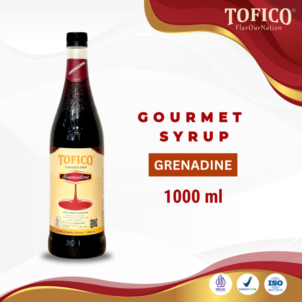 

Syrup Grenadine Tofico / Sirup Rasa Buah Delima Premium 1 Liter / Tofico Syrup Official