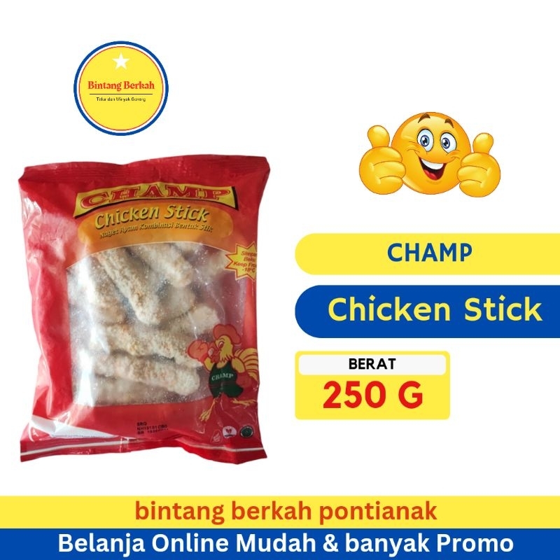 

Chicken Stick Nugget Champ 250 gram nuget ayam bentuk stick