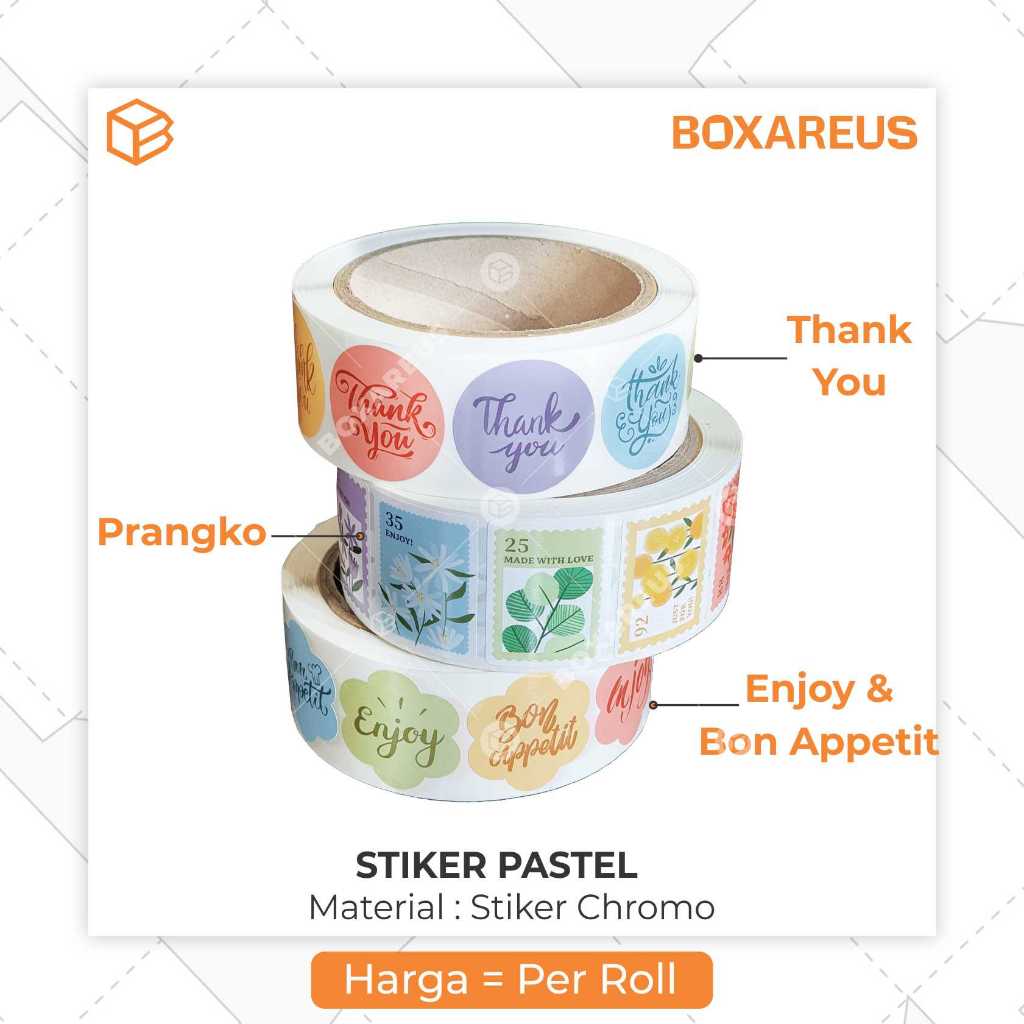 

Stiker Thank You Sticker Bon Appetit Label Enjoy | ST PASTEL