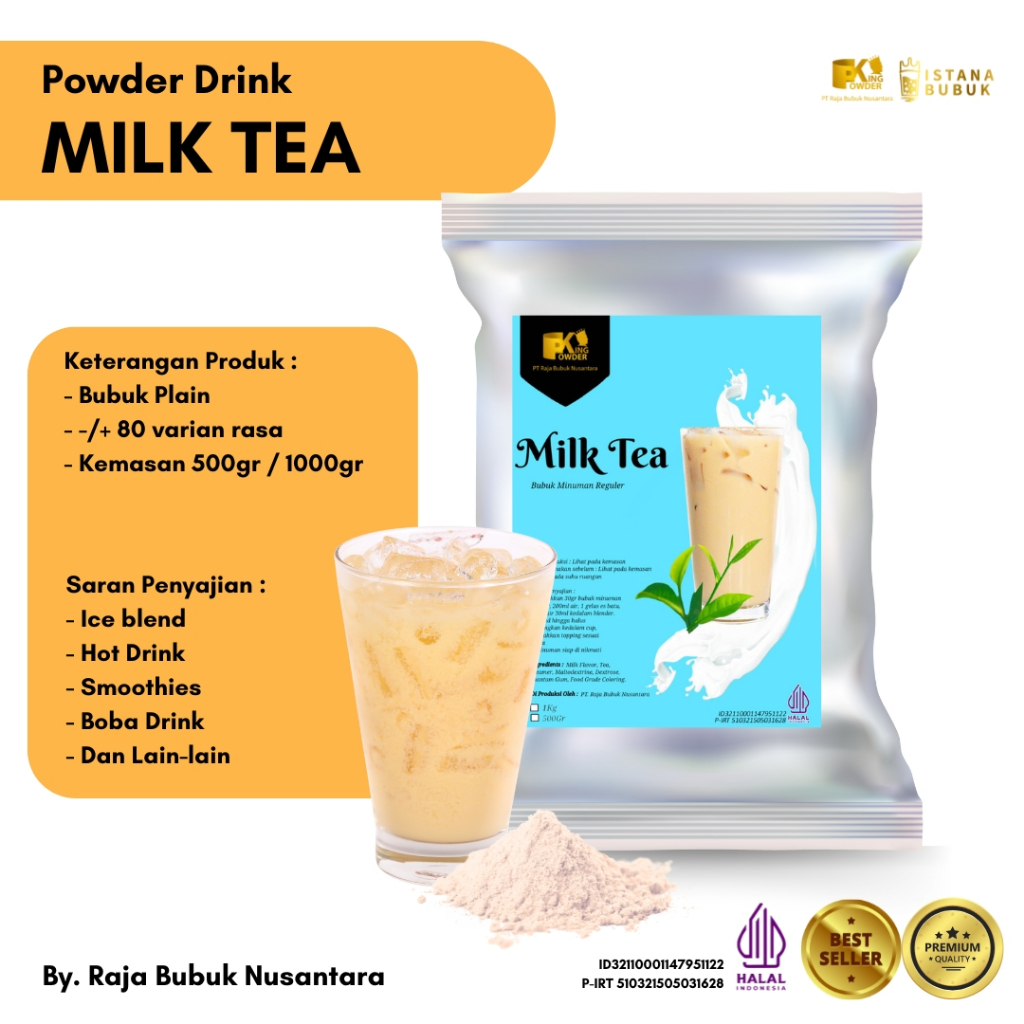 

Bubuk Minuman Milk Tea Bubuk minuman Rasa Milk Tea 1 KG Bubuk Minuman Teh Susu kemasan 1 Kg