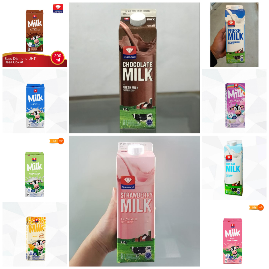 

diamond milk varian kemasan rasa susu cokelat krim / chocolate full cream dll