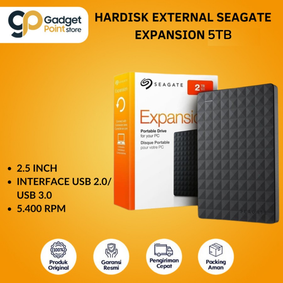 Seagate Expansion Hardisk Eksternal 5TB - Garansi 3 Th