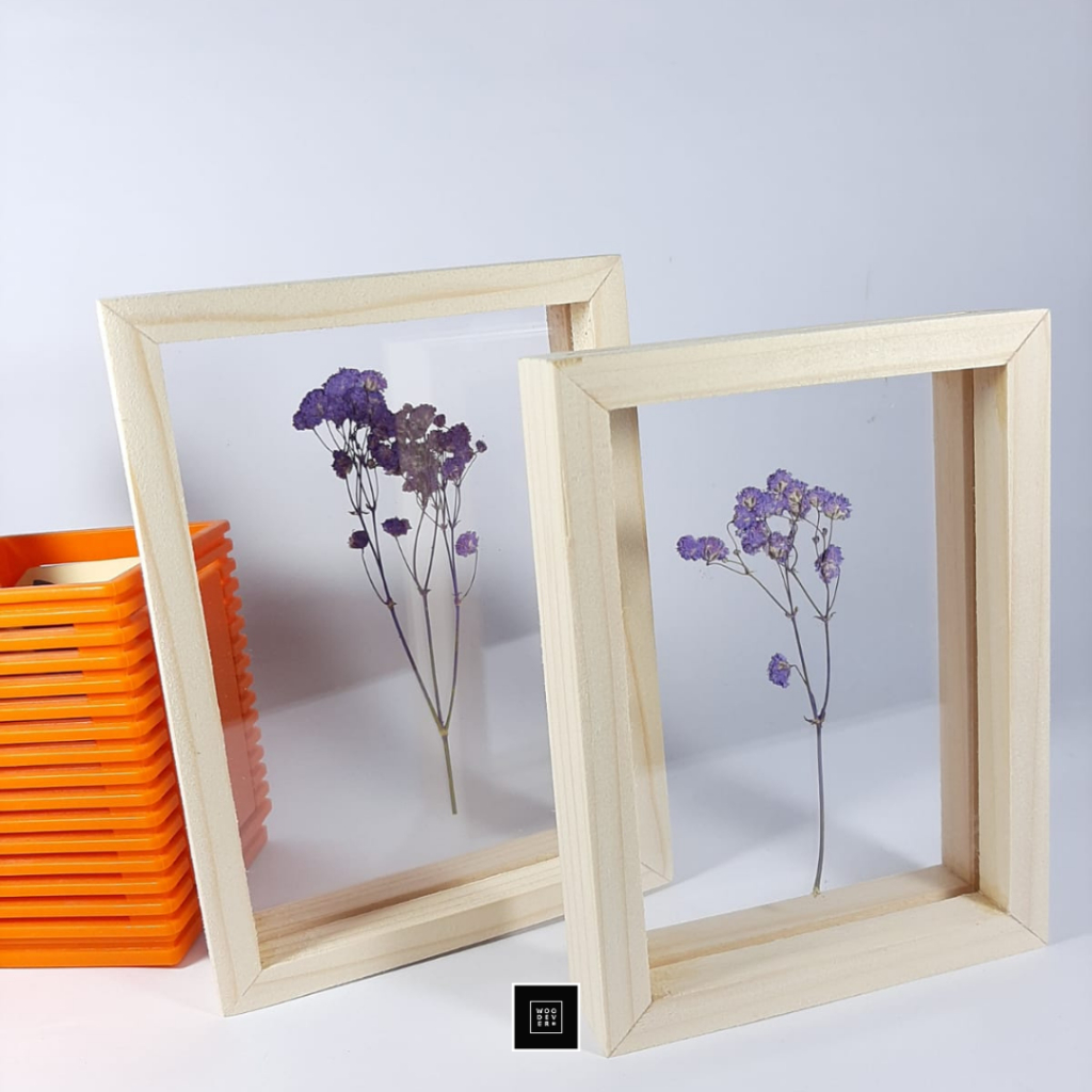 Frame A3+ 2 Sisi Bingkai Kayu - Frame Foto Double Glass