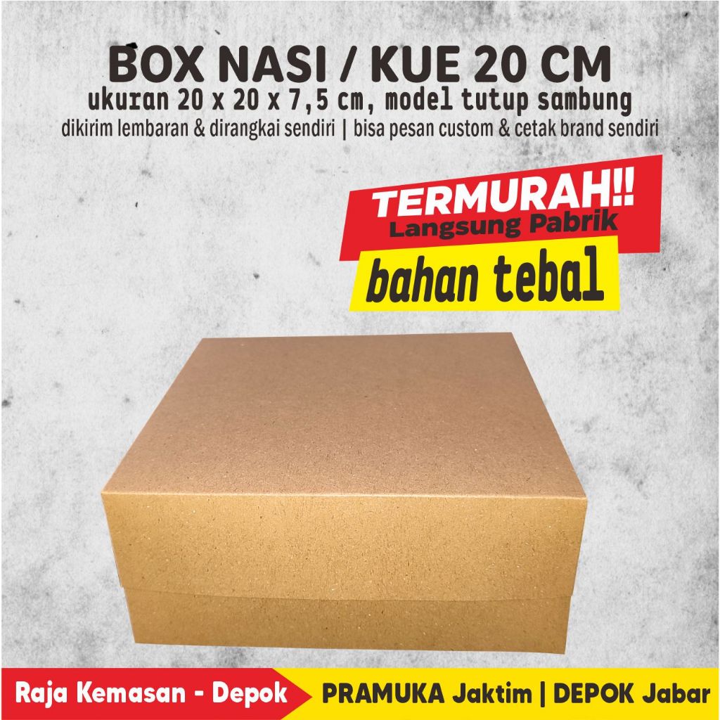Box Cake 20x20 cm, Box Kue Kraft Polos
