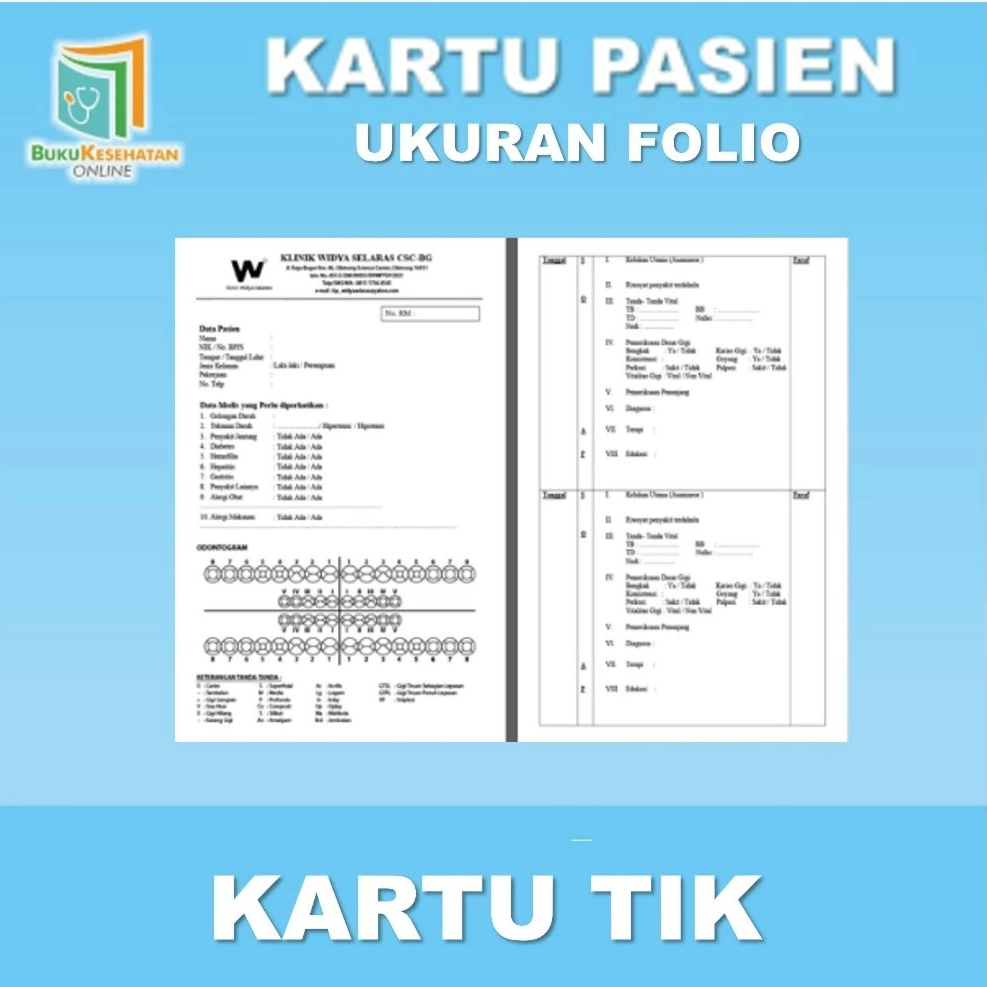 

REKAM MEDIS | STATUS PASIEN | KARTU PASIEN ukuran 1 F4 BAHAN KARTU TIK | Bolak-Balik
