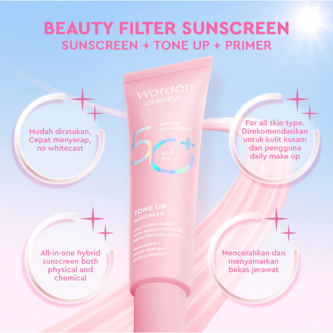 Wardah UV Shield Tone Up Sunscreen SPF 50+ PA+++ - Sunscreen Wajah