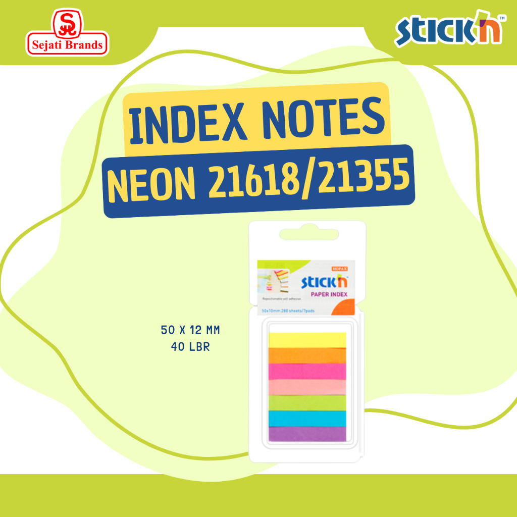 

Stick'n Paper Index 21618 Neon (50x10mm) Sticky Note