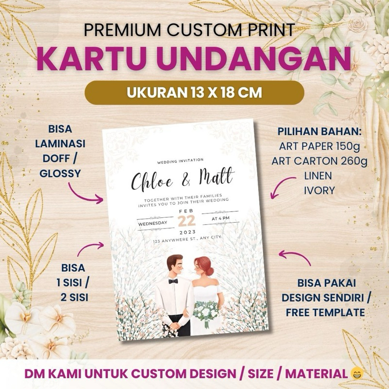 Undangan Pernikahan Murah | Art Paper, Linen, Ivory | Cetak Undangan Express
