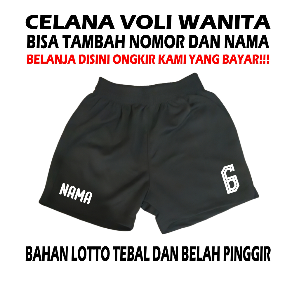Celana Kolor Voli Wanita custom bisa tambah no dan nama bahan lotto tebal belah pinggir