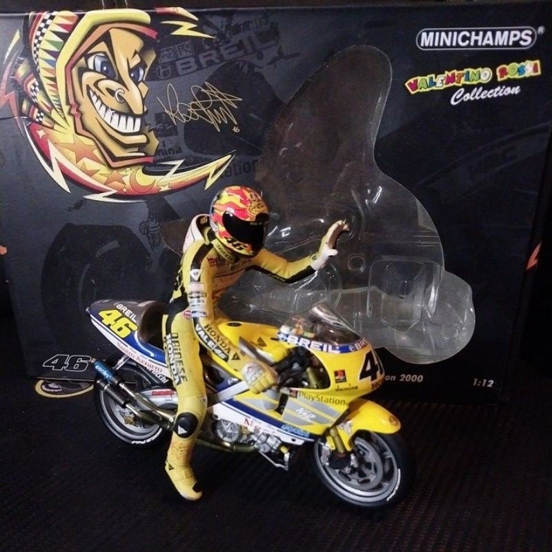 MINICHAMPS 1:12 HONDA NSR 500 VALENTINO ROSSI TEAM NASTRO AZZURO GP DONINGTON 2000