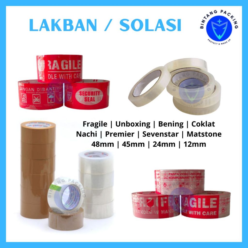 

Lakban Nachi Tape Solasi Bening Plakban Coklat Lakban Fragile Tape Isolasi Unboxing 48mm Selotip 1in