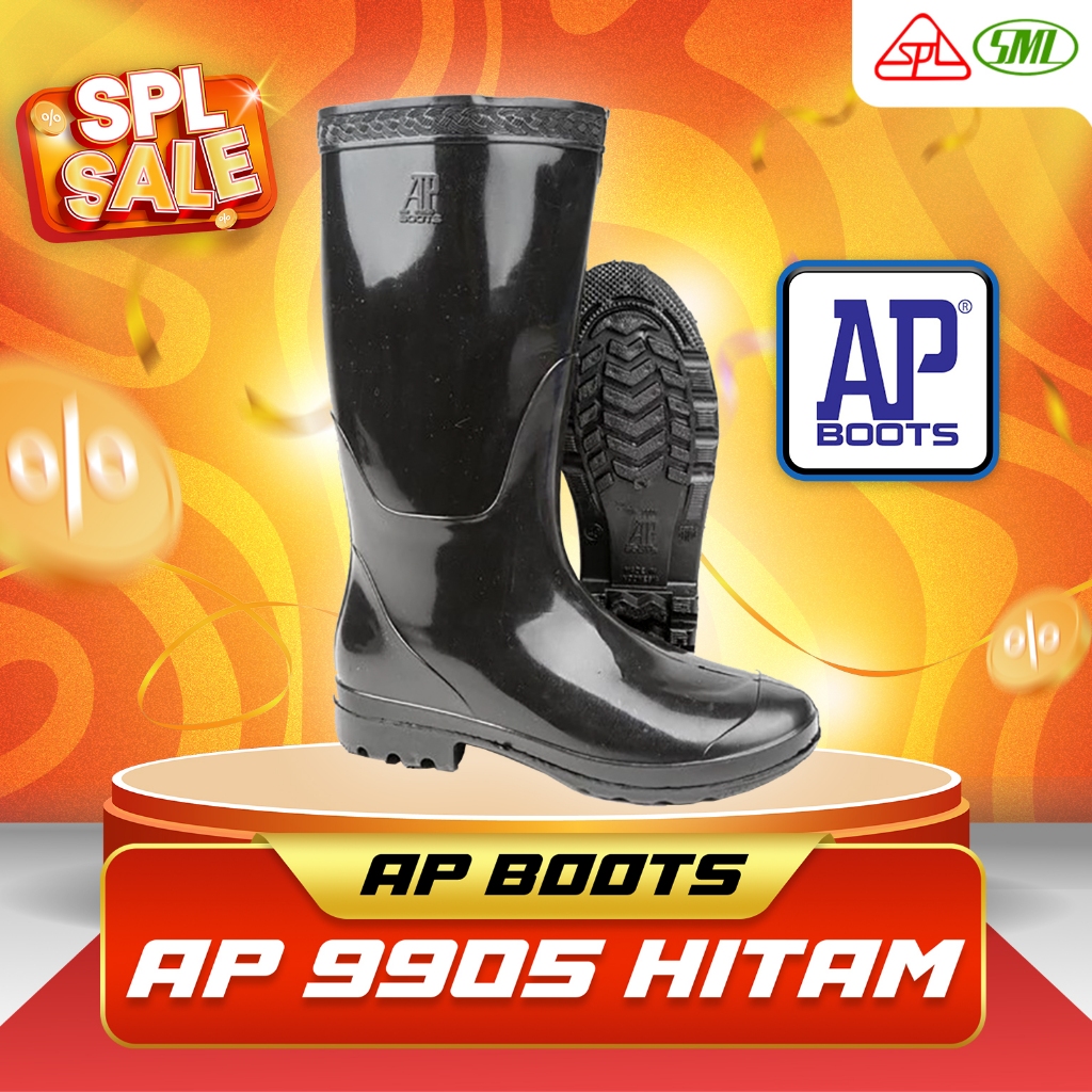 SEPATU BOOT  TINGGI AP 9905 HITAM - SEPATU BOOT AP BOOTS HITAM