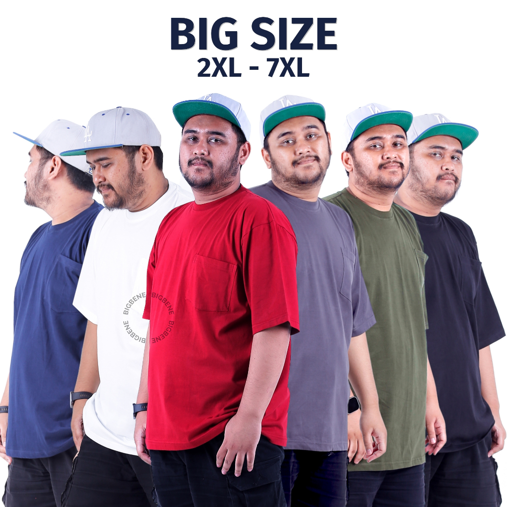 Kaos Jumbo Pria Ukuran 2XL 3XL 4XL 5XL 6XL 7XL LD 120 125 130 140 150 160 Baju Big Size Laki Laki
