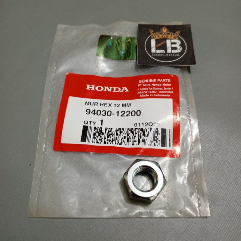 MUR NUT HEX 12MM 94030-12200 MUR PULLY BELAKANG DRIVEN FACE ORI ORIGINAL HONDA AHM HGP