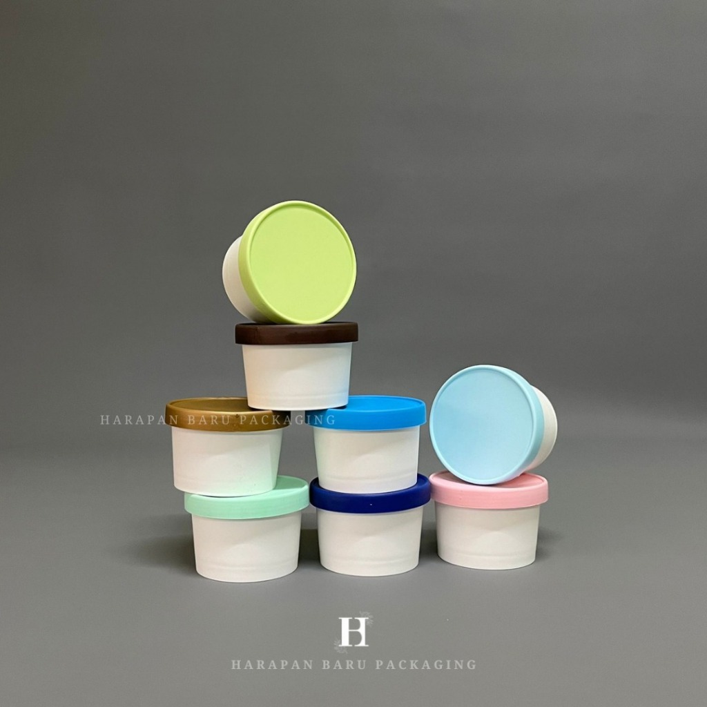 HB Pot Jar Kosmetik Cream Skincare 100ml Putih Tutup Warna - Jar Gelato