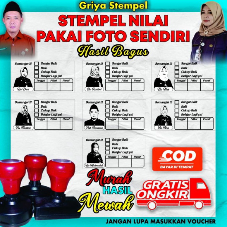 

ART L7R4 stempel otomatis nilai guru pakai foto sendiri sd tk smp paud stempel custom foto stempel flash murah