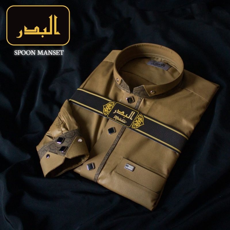 Gamis Pria Dewasa Katun Super Jubah AlBadar Manset Kombinasi Premium Baju Model Arab