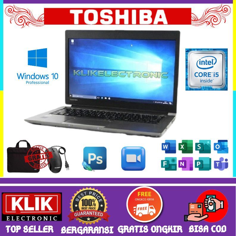 LAPTOP DYNABOOK TOSHIBA R63 CORE i5 GEN 6 / RAM 8GB - 128SSD // WIN 10 // BONUS TAS DAN MOUSE