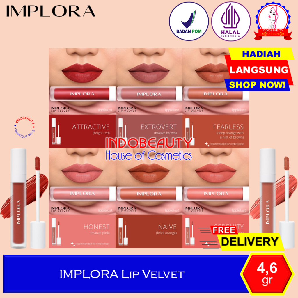 IMPLORA Lip Velvet Matte Lip Cream Lipstick Lipstik