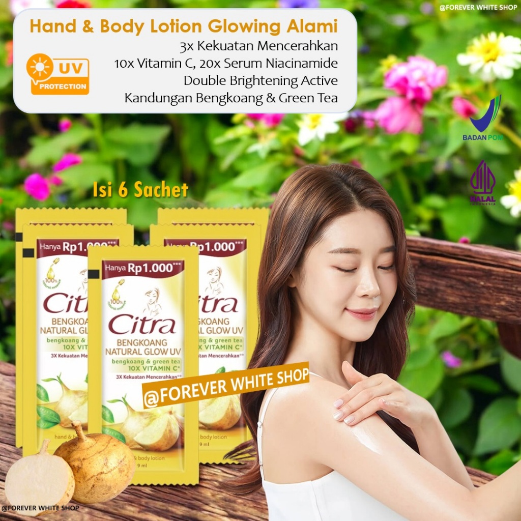 6 Pcs TERMURAH  Hand Body Lotion Whitening Citra Bengkoang Natural Glow UV Kuning Citra Pearly Glow 