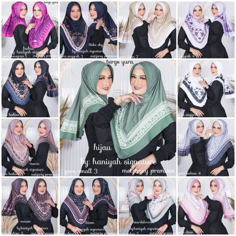 kerudung bergo motif yura jersey premium,hijab instan jersey motif premium, bergo jersey motif premi