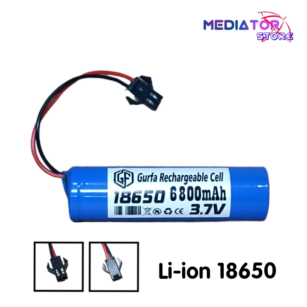 Any Yummy Baterai Mobil Rc / Baterai Mainan Anak Type Lithium 18650 Soket Hitam 3.7V - 6800Mah