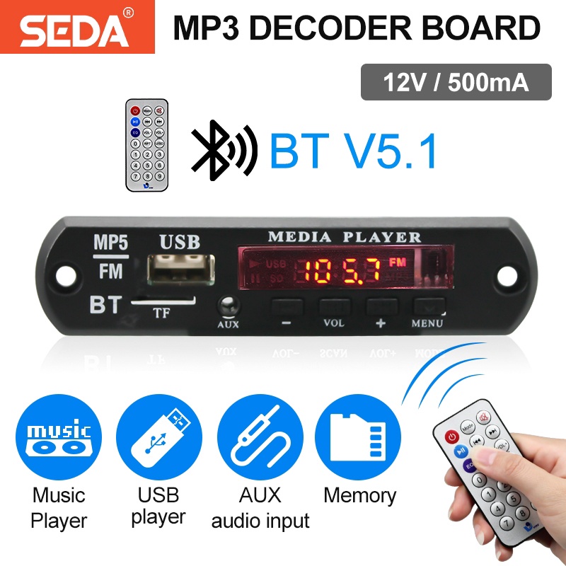 MP5 modul Vidio Bluetooth 12V Splash Screen daya tinggi VTF18VIDEO BT V11