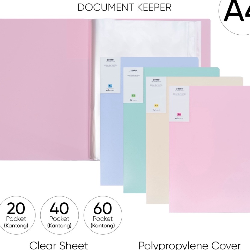 

HJ6 Document Keeper Clear Holder Map File Dokumen Folder Joyko DK Pastel