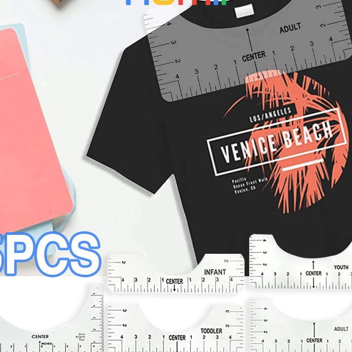 

KI3 Isi 5 TShirt Ruler Guide Alat Penggaris Penjajajaran Kaos Untuk Desain Tengah