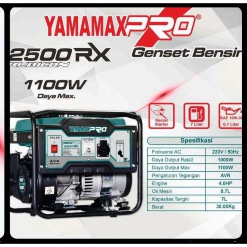 Genset Yamamax Pro 2500RX 1000 Watt maksimal 1100 Watt
