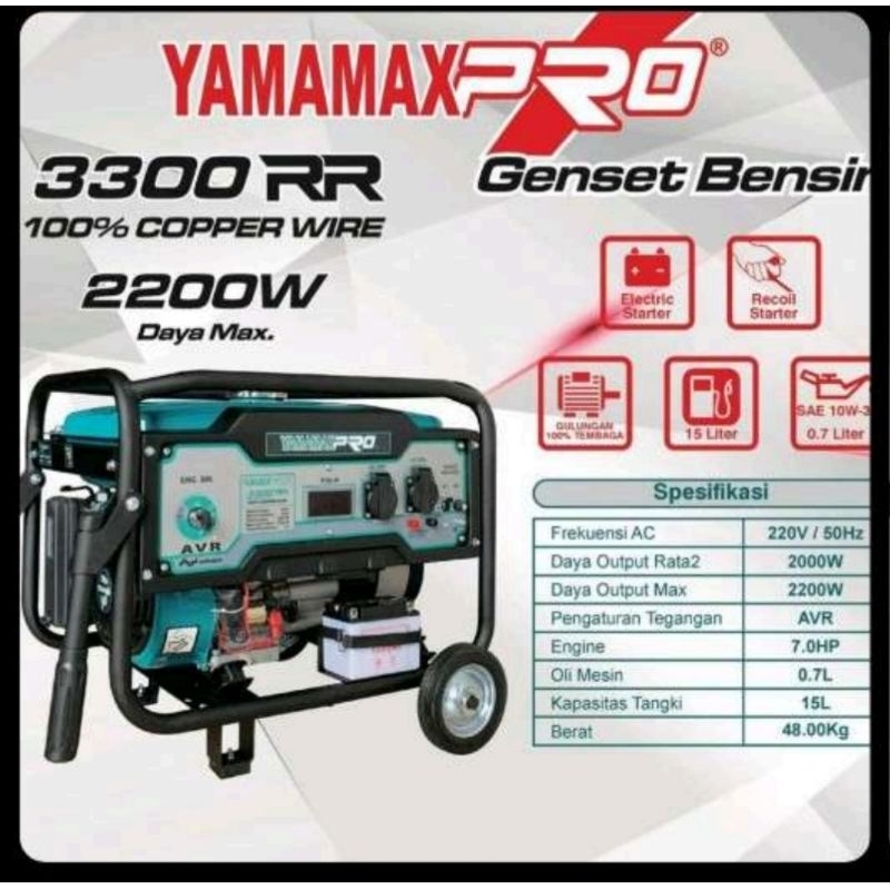 Genset Yamamax Pro 3300RR 2000 Watt maksimal 2200 Watt