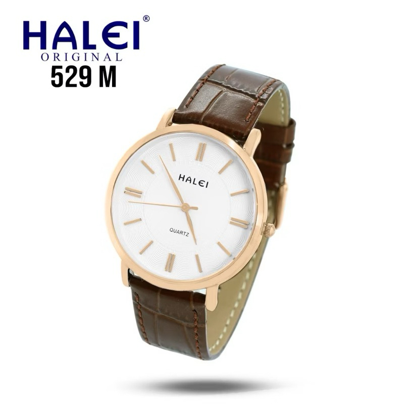 Halei 529 M Jam Tangan Pria Halei Original Fashion Anti Air Kulit Croco Analog Kekinian Jam Cowok Or