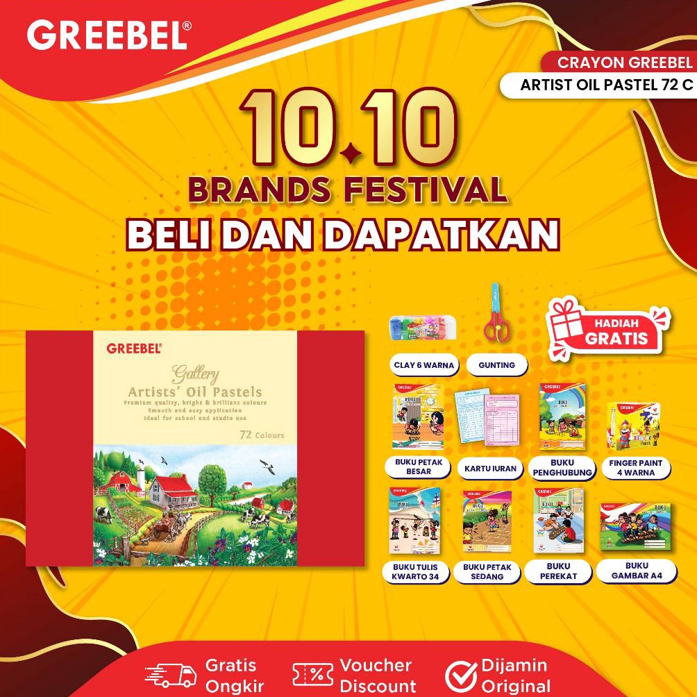 

ART B7N7 GREEBEL Crayon Krayon Artist 72 Warna Krayon ARTIST OIL PASTEL 72 AOP 72 Crayon Greebel Professional Mewarnai Menggambar