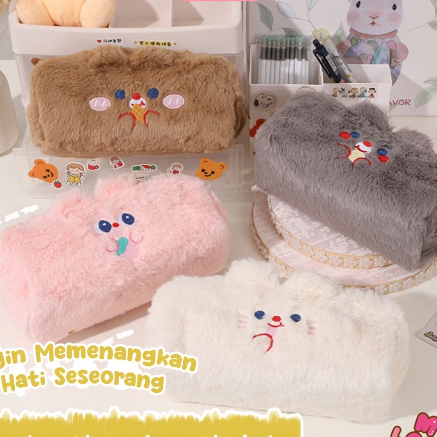 

Hemat Tempat pensil bulu soft cute Tas pensil kosmetik Pouch makeup kecil