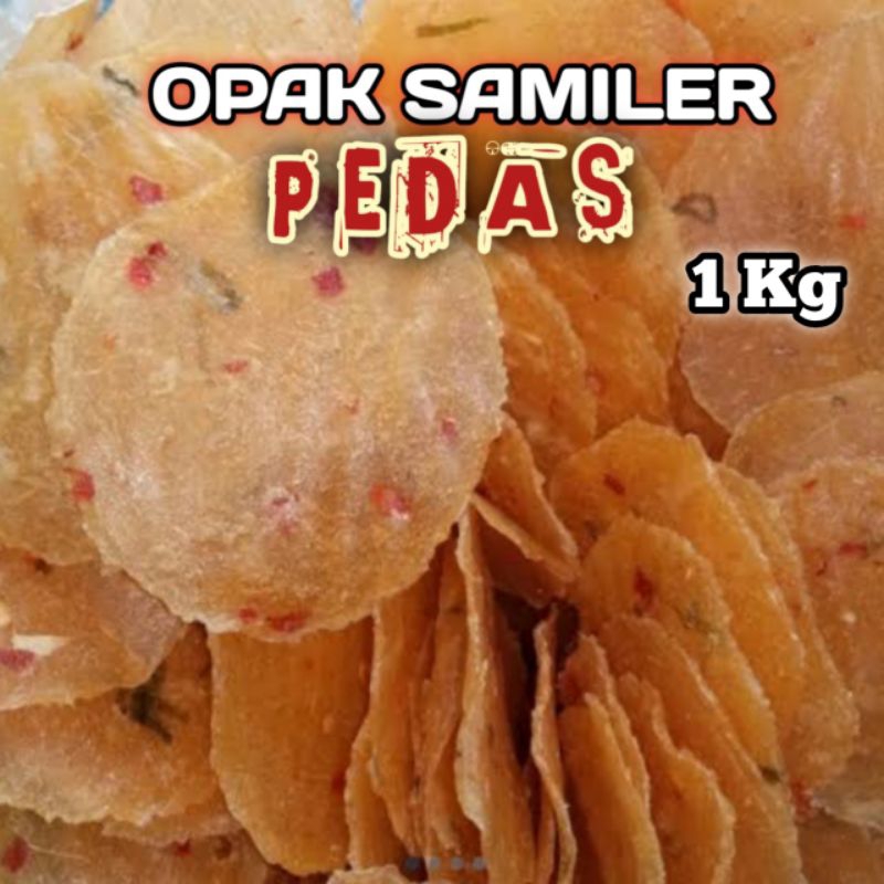 

Keripik Singkong Opak Samiler Mentah Kerupuk Kecimpring Pedas Manis 1 Kilo Gram