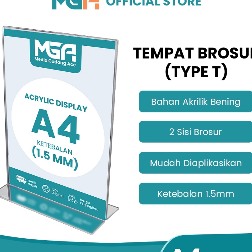 

KI3 TEMPAT BROSUR A4 15MM PORTRAIT 2 SISI TENT HOLDER TENT CARD STAND AKRILIK