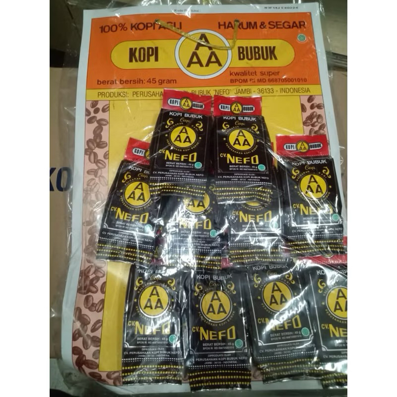 

Kopi AAA 45gr x 10bungkus || Kopi Nefo|| Kopi Hitam || Kopi Asli || Kopi Jambi || Oleh-oleh Jambi