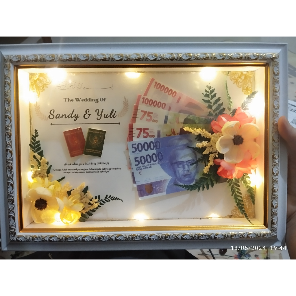 LANGSUNG JADI  Kado Nikahan/Wedding/Mahar/Walimatul Ursy/JAM/Bingkai 3D Premium/Pigura/35x25/Figura