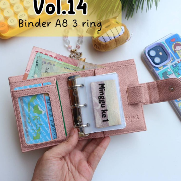 Yume Project Vol14 Binder A8 Ring 3 Kecil Buku Kas Dompet Budgeting Mini Disiplin Keuangan Bulanan H